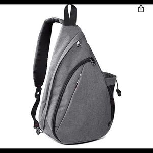 Grey sling backpack